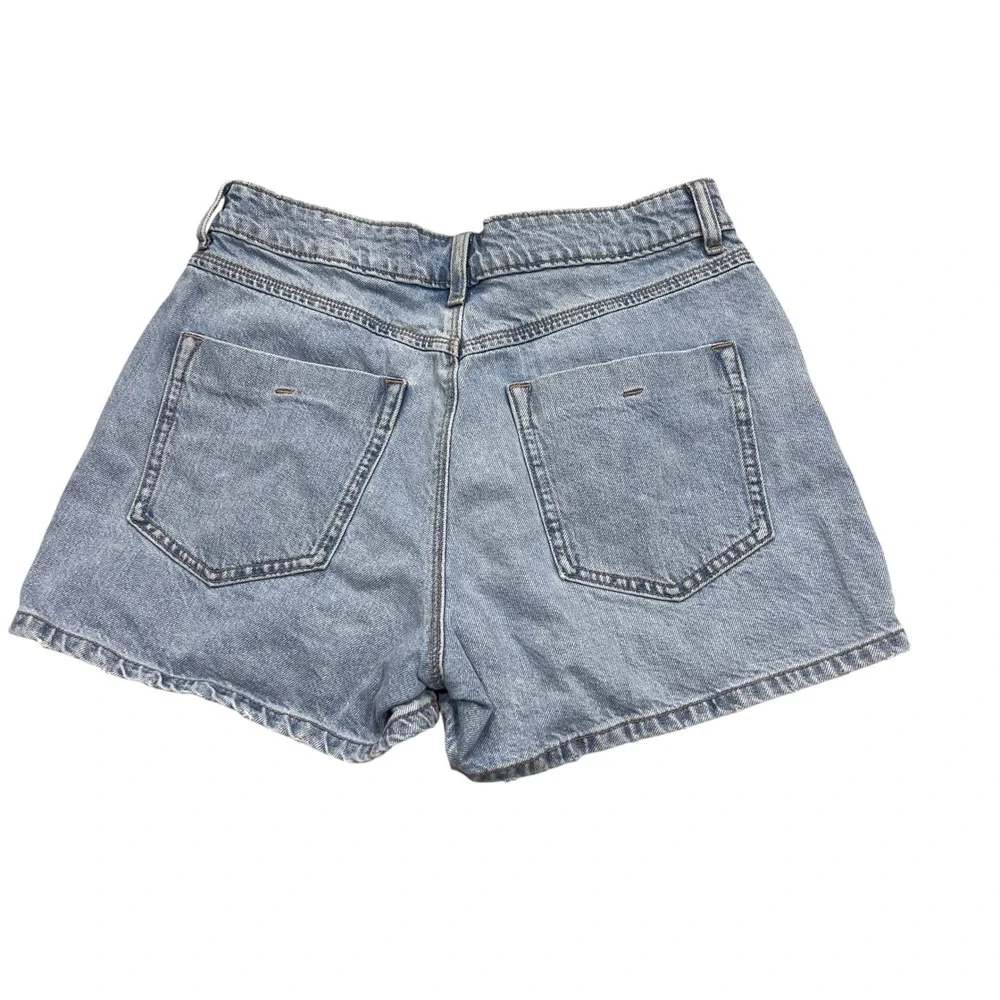Zara‎ Womens Light Wash Denim Wrap Front Skort Blue High Waisted Size S